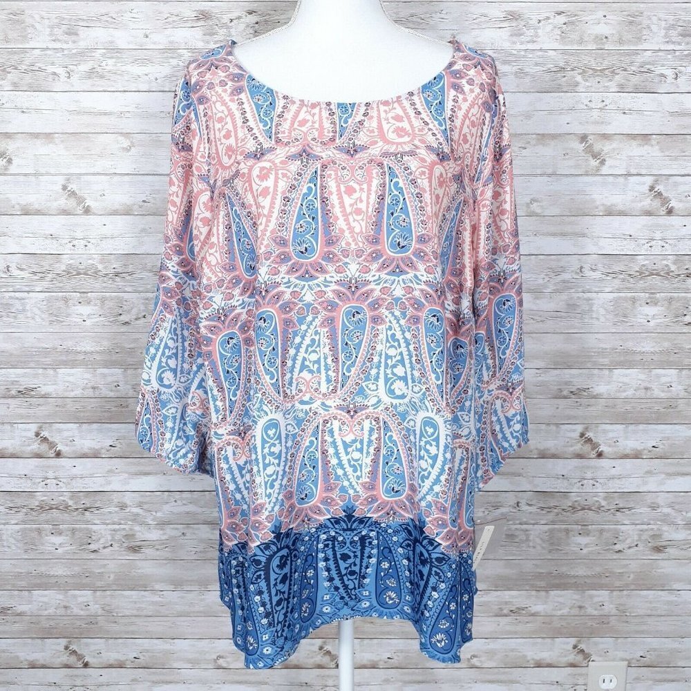 Lily Black Blouse 2X Top Paisley 809